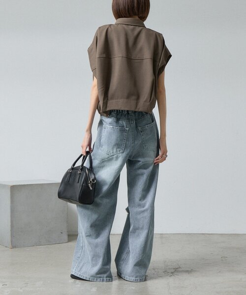 goocy(グーシー)の「【セットアップ対応】クレープデシンコクーンシャツ(シャツ/ブラウス・レディース・ブラック/ブラウン・FREE)」の3枚目の写真