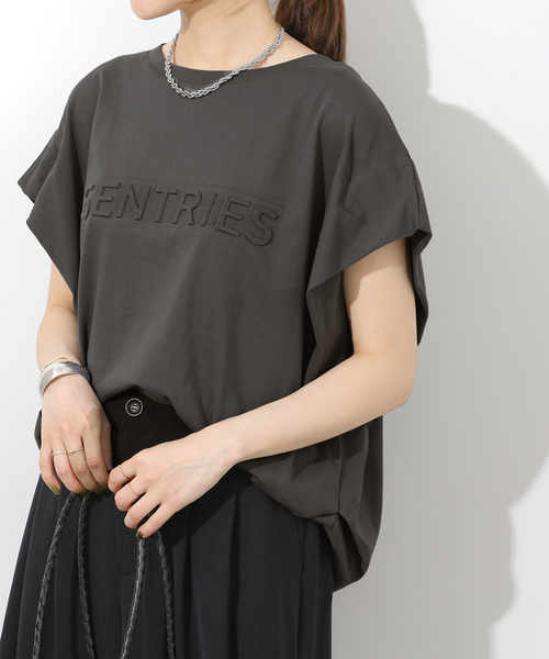 JOURNAL STANDARD relume(ジャーナルスタンダード レリューム)の「エンボスロゴフレンチスリーブTシャツ(Tシャツ/カットソー・レディース・チャコールグレー/ホワイト・FREE)」の7枚目の写真