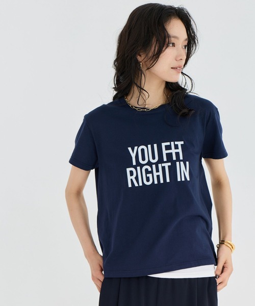 BARNYARDSTORM(バンヤードストーム)の「BARNYARDSTORM / フロッキーロゴT / マシンウォッシャブル(Tシャツ/カットソー・レディース・ベージュ/ネイビー/ホワイト・FREE)」の1枚目の写真