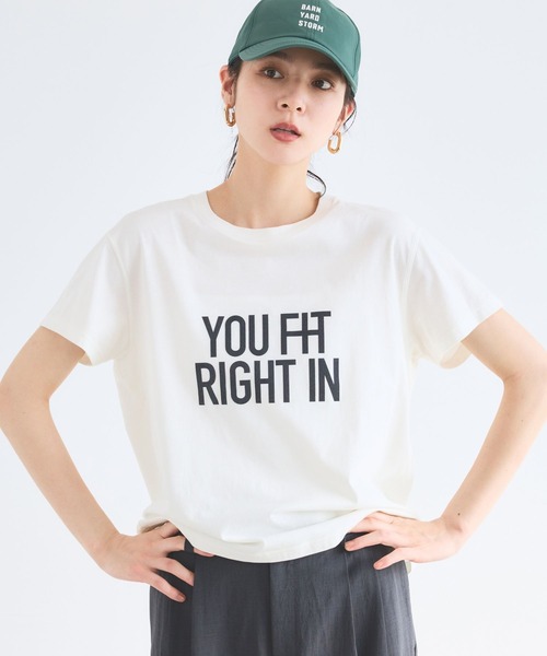 BARNYARDSTORM(バンヤードストーム)の「BARNYARDSTORM / フロッキーロゴT / マシンウォッシャブル(Tシャツ/カットソー・レディース・ベージュ/ネイビー/ホワイト・FREE)」の2枚目の写真