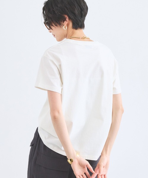 BARNYARDSTORM(バンヤードストーム)の「BARNYARDSTORM / フロッキーロゴT / マシンウォッシャブル(Tシャツ/カットソー・レディース・ベージュ/ネイビー/ホワイト・FREE)」の5枚目の写真