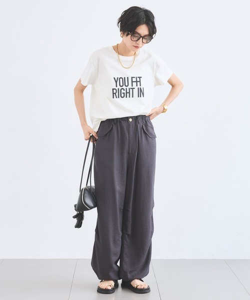 BARNYARDSTORM(バンヤードストーム)の「BARNYARDSTORM / フロッキーロゴT / マシンウォッシャブル(Tシャツ/カットソー・レディース・ベージュ/ネイビー/ホワイト・FREE)」の6枚目の写真