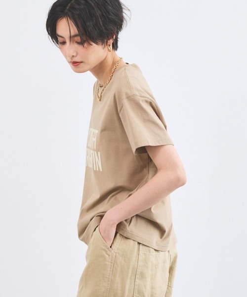BARNYARDSTORM(バンヤードストーム)の「BARNYARDSTORM / フロッキーロゴT / マシンウォッシャブル(Tシャツ/カットソー・レディース・ベージュ/ネイビー/ホワイト・FREE)」の8枚目の写真