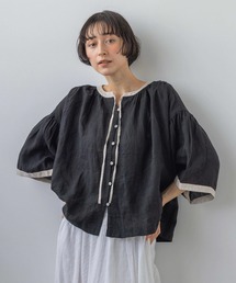 フレンチリネンキャンバス フリルプルブラウス（シャツ/ブラウス