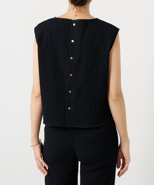 BEARDSLEY(ビアズリー)の「シャーリングジャガードノースリブラウス《15 quinze》【セットアップ】(シャツ/ブラウス・レディース・ブラック/ベージュ・FREE)」の4枚目の写真