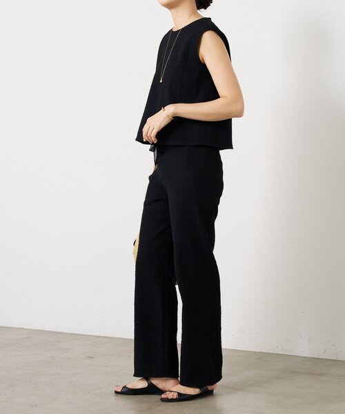BEARDSLEY(ビアズリー)の「シャーリングジャガードノースリブラウス《15 quinze》【セットアップ】(シャツ/ブラウス・レディース・ブラック/ベージュ・FREE)」の8枚目の写真