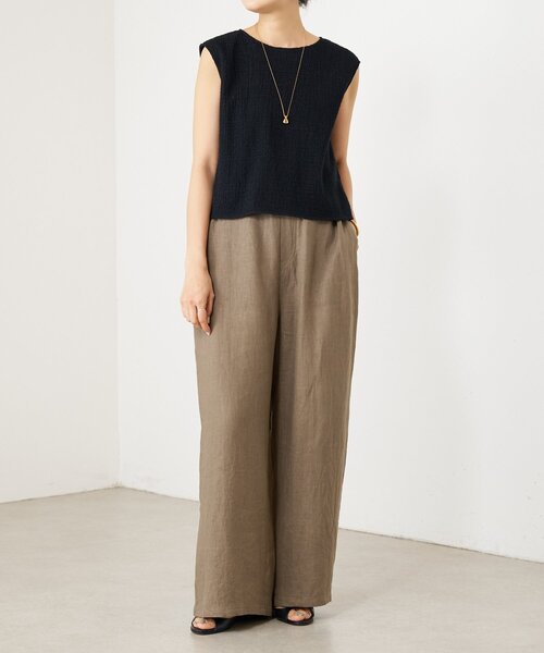 BEARDSLEY(ビアズリー)の「シャーリングジャガードノースリブラウス《15 quinze》【セットアップ】(シャツ/ブラウス・レディース・ブラック/ベージュ・FREE)」の12枚目の写真