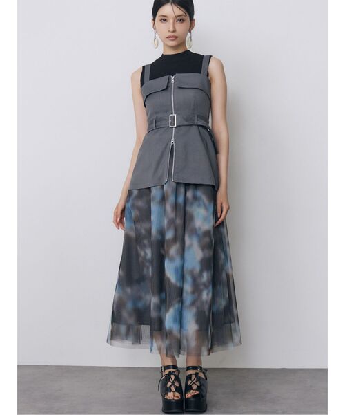 MURUA(ムルーア)の「ニュアンスプリントジャンパースカート 夏服(ジャンパースカート・レディース・その他2/グレー/ブラック・FREE)」の3枚目の写真