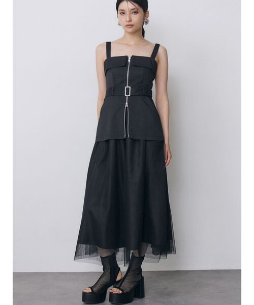 MURUA(ムルーア)の「ニュアンスプリントジャンパースカート 夏服(ジャンパースカート・レディース・その他2/グレー/ブラック・FREE)」の2枚目の写真