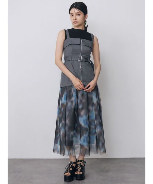 MURUA(ムルーア)の「ニュアンスプリントジャンパースカート 夏服(ジャンパースカート・レディース・その他2/グレー/ブラック・FREE)」の11枚目の写真