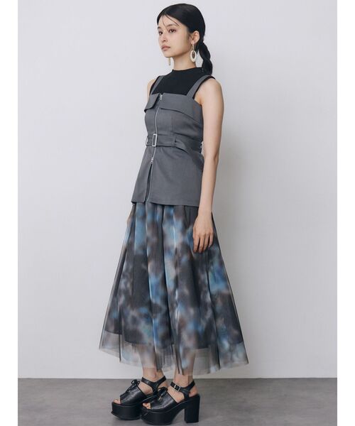MURUA(ムルーア)の「ニュアンスプリントジャンパースカート 夏服(ジャンパースカート・レディース・その他2/グレー/ブラック・FREE)」の12枚目の写真