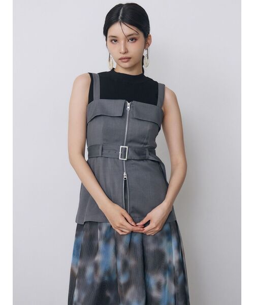 MURUA(ムルーア)の「ニュアンスプリントジャンパースカート 夏服(ジャンパースカート・レディース・その他2/グレー/ブラック・FREE)」の14枚目の写真