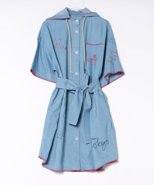 Vivienne Westwood(ヴィヴィアンウエストウッド)の「Little Cities Embroidery Denim Shirt Dress(ワンピース・レディース・ブルー系その他/ホワイト系その他・FREE)」の2枚目の写真