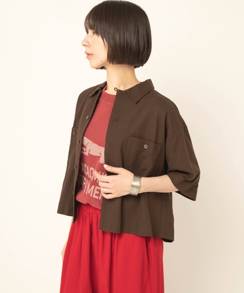 RNA-N(アールエヌエーエヌ)の「B2979 クロップドシャツ(シャツ/ブラウス・レディース・ブラウン/レッド/グレー・FREE)」の18枚目の写真
