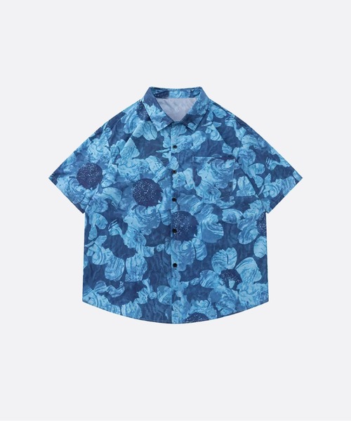 U:UME(ユーム)の「Flower Print Holiday Shirt(シャツ/ブラウス・メンズ・ブルー/アイボリー・XX-LARGE/X-LARGE/LARGE/MEDIUM)」の2枚目の写真