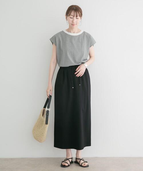 ITEMS URBANRESEARCH（アイテムズ アーバンリサーチ）の「カットタイトスカート（スカート・レディース・ベージュ/ブラック・FREE）」の8枚目の写真