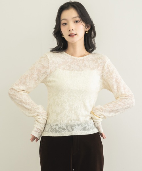 NEUNA(ヌナ)の「【後ろ姿まで美しい余韻を。】バックオープンシャーリングレーストップス(Tシャツ/カットソー・レディース・ブラック/アイボリー/ボルドー・FREE)」の21枚目の写真