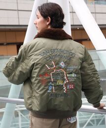 【BEN DAVIS(ベンデイビス)】SOUVENIR EMB FLIGHT JACKET / スーベニアジャケット フライトジャケット 刺繍 ワッペン 着脱ボア衿 アウター ユ