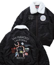 【BEN DAVIS(ベンデイビス)】SOUVENIR EMB FLIGHT JACKET / スーベニアジャケット フライトジャケット 刺繍 ワッペン 着脱ボア衿 アウター ユ