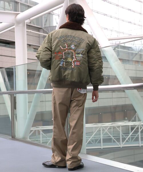 BEN DAVIS（ベンデイビス）の「【BEN DAVIS（ベンデイビス）】SOUVENIR EMB FLIGHT JACKET / スーベニアジャケット フライトジャケット 刺繍 ワッペン 着脱ボア衿 アウター ユ（ブルゾン・メンズ・ブラック/カーキ・MEDIUM/X-LARGE/LARGE）」の8枚目の写真
