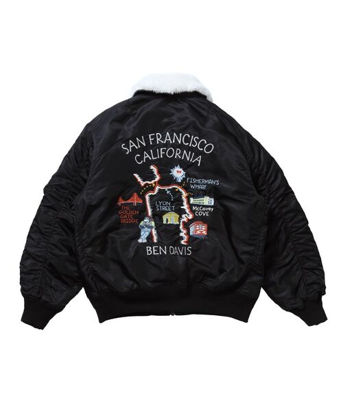 BEN DAVIS（ベンデイビス）の「【BEN DAVIS（ベンデイビス）】SOUVENIR EMB FLIGHT JACKET / スーベニアジャケット フライトジャケット 刺繍 ワッペン 着脱ボア衿 アウター ユ（ブルゾン・メンズ・ブラック/カーキ・MEDIUM/X-LARGE/LARGE）」の10枚目の写真