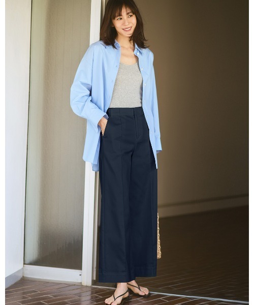 DoCLASSE（ ドゥクラッセ）の「ミラクルストレッチ・ピンタックワイド64cm（その他パンツ・レディース・ダークネイビー/オフホワイト/ブラック・11/9）」の3枚目の写真