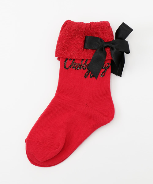 CHUBBYGANG(チャビーギャング)の「リボン付き ショートソックス(ソックス/靴下・キッズ・レッド/ブラック/ホワイト・19/22/13/16)」の3枚目の写真