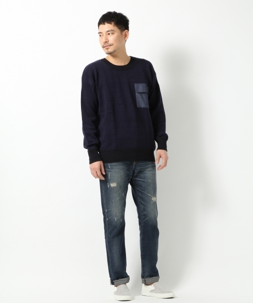 GLOBAL WORK（グローバルワーク）の「【OCEANS5月号掲載】ＣＯＮＥダメージデニム/569133（デニムパンツ・メンズ・ネイビー/ブルー/ライトブルー・X-LARGE/SMALL/MEDIUM/LARGE）」の6枚目の写真
