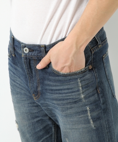GLOBAL WORK（グローバルワーク）の「【OCEANS5月号掲載】ＣＯＮＥダメージデニム/569133（デニムパンツ・メンズ・ネイビー/ブルー/ライトブルー・X-LARGE/SMALL/MEDIUM/LARGE）」の9枚目の写真
