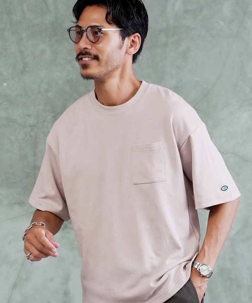 jiggys shop(ジギーズショップ)の「吸水速乾 COOLMAX ポケット付き オーバーサイズ Tシャツ(Tシャツ/カットソー・メンズ・オートミール/ベージュ系その他/ブルー系その他/ホワイト/ブラック/ネイビー/ピンクベージュ/スミクロ・MEDIUM/LARGE/X-LARGE)」の8枚目の写真