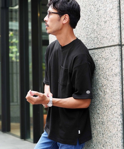 jiggys shop(ジギーズショップ)の「吸水速乾 COOLMAX ポケット付き オーバーサイズ Tシャツ(Tシャツ/カットソー・メンズ・オートミール/ベージュ系その他/ブルー系その他/ホワイト/ブラック/ネイビー/ピンクベージュ/スミクロ・MEDIUM/LARGE/X-LARGE)」の3枚目の写真