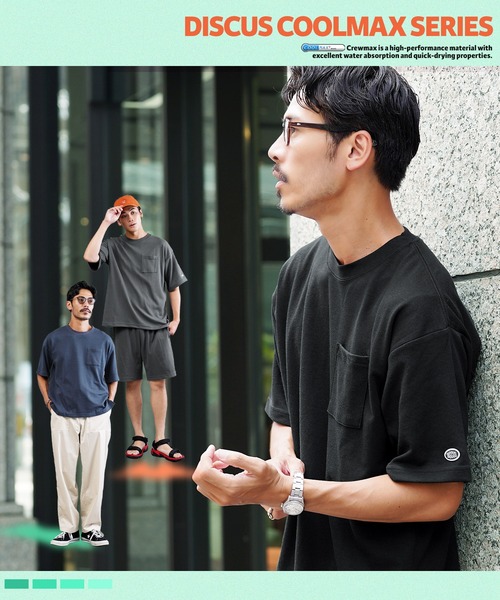 jiggys shop(ジギーズショップ)の「吸水速乾 COOLMAX ポケット付き オーバーサイズ Tシャツ(Tシャツ/カットソー・メンズ・オートミール/ベージュ系その他/ブルー系その他/ホワイト/ブラック/ネイビー/ピンクベージュ/スミクロ・MEDIUM/LARGE/X-LARGE)」の16枚目の写真