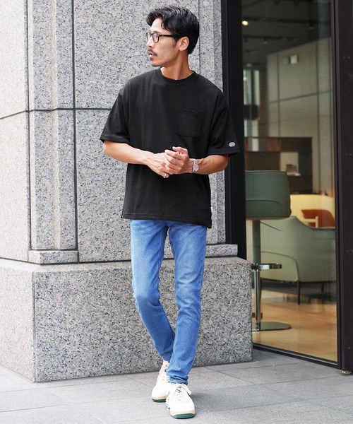 jiggys shop(ジギーズショップ)の「吸水速乾 COOLMAX ポケット付き オーバーサイズ Tシャツ(Tシャツ/カットソー・メンズ・オートミール/ベージュ系その他/ブルー系その他/ホワイト/ブラック/ネイビー/ピンクベージュ/スミクロ・MEDIUM/LARGE/X-LARGE)」の9枚目の写真