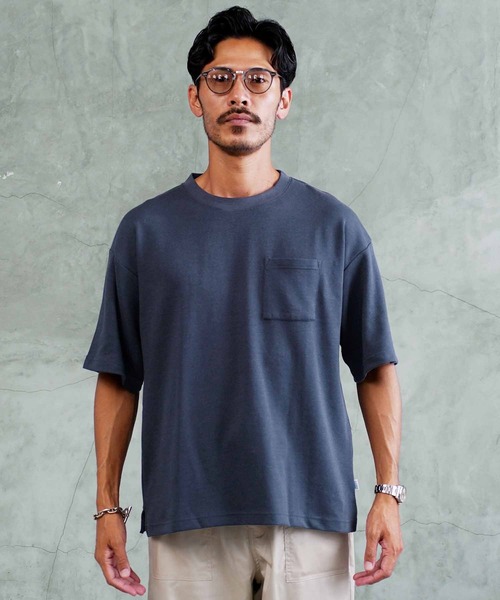 jiggys shop(ジギーズショップ)の「吸水速乾 COOLMAX ポケット付き オーバーサイズ Tシャツ(Tシャツ/カットソー・メンズ・オートミール/ベージュ系その他/ブルー系その他/ホワイト/ブラック/ネイビー/ピンクベージュ/スミクロ・MEDIUM/LARGE/X-LARGE)」の22枚目の写真