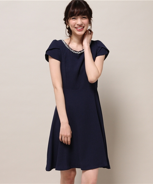 Bou Jeloud（ブージュルード）の「【結婚式　ワンピース】バックレースフリルワンピース　（ドレス・レディース・ピンク/ネイビー・9）」の2枚目の写真