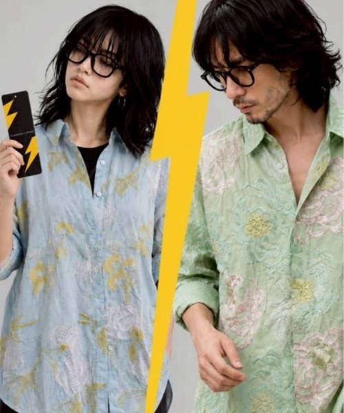 KAMINARI_TOKIO（カミナリトキオ）の「フラワー刺繍シアーシャツ（シャツ/ブラウス・レディース・ブルー/グリーン・FREE）」の12枚目の写真