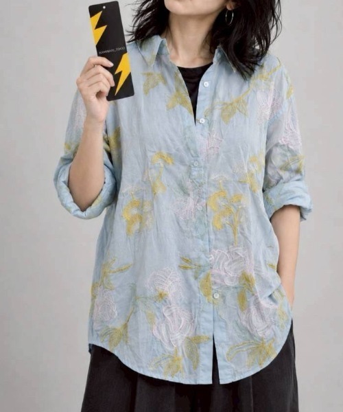 KAMINARI_TOKIO（カミナリトキオ）の「フラワー刺繍シアーシャツ（シャツ/ブラウス・レディース・ブルー/グリーン・FREE）」の14枚目の写真