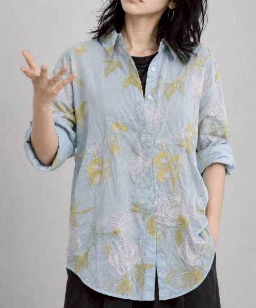KAMINARI_TOKIO（カミナリトキオ）の「フラワー刺繍シアーシャツ（シャツ/ブラウス・レディース・ブルー/グリーン・FREE）」の15枚目の写真