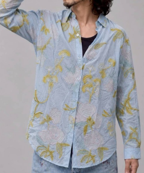 KAMINARI_TOKIO（カミナリトキオ）の「フラワー刺繍シアーシャツ（シャツ/ブラウス・レディース・ブルー/グリーン・FREE）」の18枚目の写真