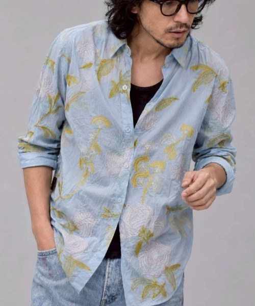 KAMINARI_TOKIO（カミナリトキオ）の「フラワー刺繍シアーシャツ（シャツ/ブラウス・レディース・ブルー/グリーン・FREE）」の19枚目の写真