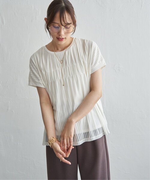 ikka（イッカ）の「ストライプチュール2WAYプルオーバー（Tシャツ/カットソー・レディース・オフホワイト/カーキ/ネイビー・L/M）」の5枚目の写真