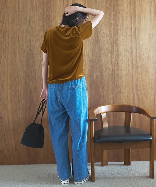 coen（コーエン）の「シアーベロア コンパクト半袖Tシャツ（Tシャツ/カットソー・レディース・ワインレッド/ダークグレー/マスタード・M/L）」の16枚目の写真
