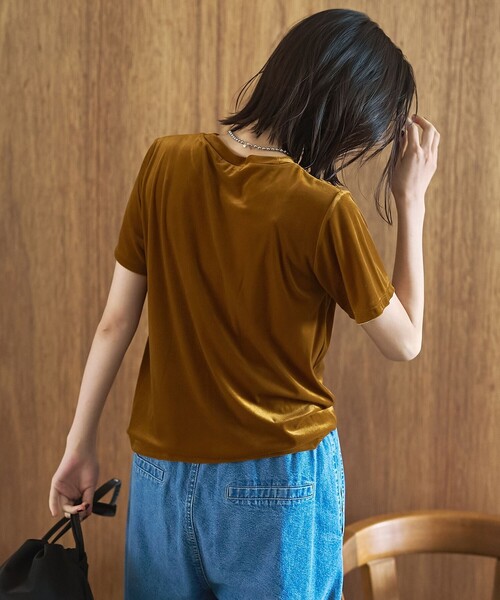 coen（コーエン）の「シアーベロア コンパクト半袖Tシャツ（Tシャツ/カットソー・レディース・ワインレッド/ダークグレー/マスタード・M/L）」の19枚目の写真