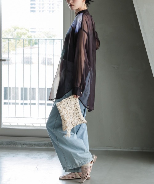 Callarus（カラルス）の「花柄プリントシアーシャツ［Callarus］（シャツ/ブラウス・レディース・ブラウン系・LL/L/M/S）」の20枚目の写真