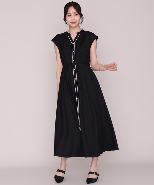 MISCH MASCH(ミッシュマッシュ)の「2026秋冬新作 配色ラインフレンチスリーブワンピース(ワンピース・レディース・ワイン/ブラック/キャメル・S/M)」の18枚目の写真