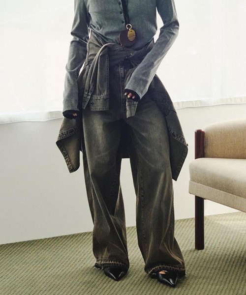 ROSE BUD(ローズバッド)の「CREOLME/BARREL FIT DENIM PANTS(デニムパンツ・レディース・ブラック/ライトインディゴブルー・S/M)」の1枚目の写真