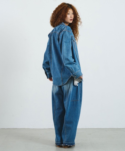 ROSE BUD(ローズバッド)の「CREOLME/BARREL FIT DENIM PANTS(デニムパンツ・レディース・ブラック/ライトインディゴブルー・S/M)」の9枚目の写真