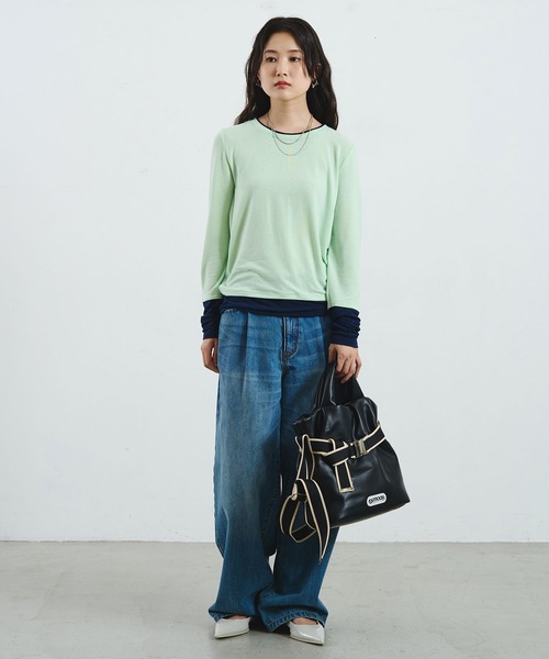 ROSE BUD(ローズバッド)の「CREOLME/BARREL FIT DENIM PANTS(デニムパンツ・レディース・ブラック/ライトインディゴブルー・S/M)」の12枚目の写真