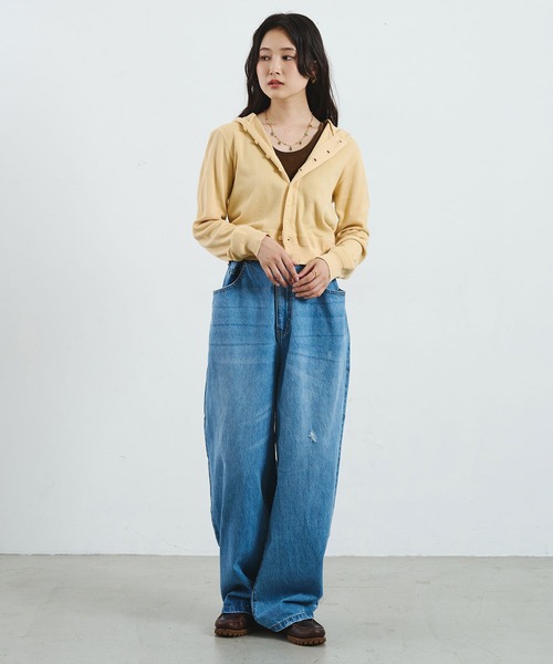 ROSE BUD(ローズバッド)の「CREOLME/BARREL FIT DENIM PANTS(デニムパンツ・レディース・ブラック/ライトインディゴブルー・S/M)」の13枚目の写真