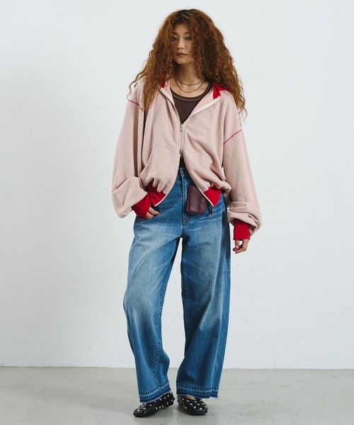 ROSE BUD(ローズバッド)の「CREOLME/BARREL FIT DENIM PANTS(デニムパンツ・レディース・ブラック/ライトインディゴブルー・S/M)」の14枚目の写真
